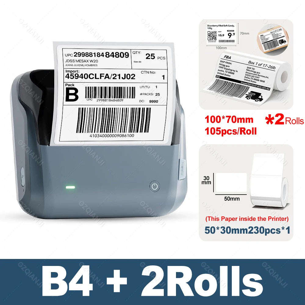 NIIMBOT B4 Potable 4inch Label Printer 20-110mmm Print Width Label Shipping Barcode Sitcker Big Size Multiple Devices Connected