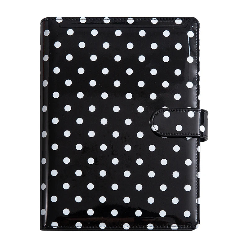 New A5 PU Leather Binder Cover with Magnetic Buckle Closure, 6 Ring Personal Notebook for Organizing Planner, Photo Card Sleeves