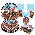 Motorcycle Dirt Biker Birthday Party Supplies Motocross Dessert Paper Plates Cups Napkins Disposable Tableware Favor For Boys