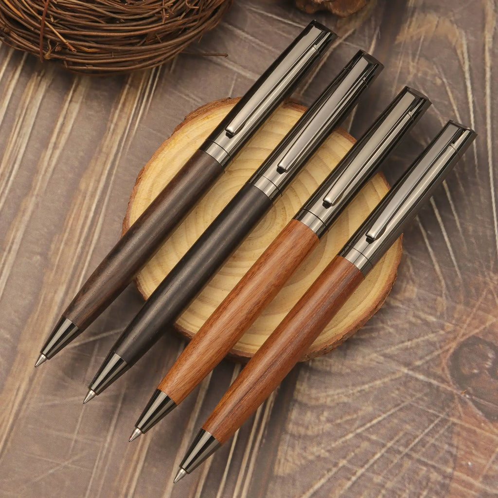 High-grade Ballpoint Pen with Metal & Wood Spliced Barrel, Smooth Writing, Minimalist Elegant Design, Black Ink, Ideal for Business Office Use