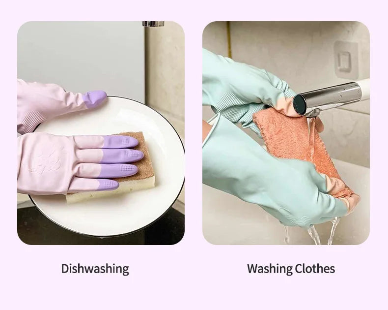 Latex Cleaning Gloves Non Slip Grip Waterproof Reusable for Dish Washing Kitchen Bathroom Household and Laundry Chores