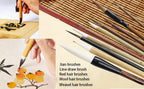 10-Piece Chinese Calligraphy Brush Set - Premium Writing Brushes for Beginners & Artists - with Roll-up Bamboo Brush Holder,