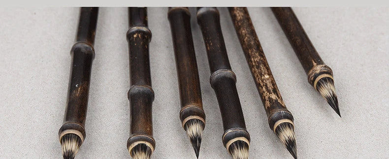 Luxurious Rabbit Mixed Hair Chinese Calligraphy Brush Pen Ancient Bamboo Small Regular Script Writing Drawing Brush Stationery