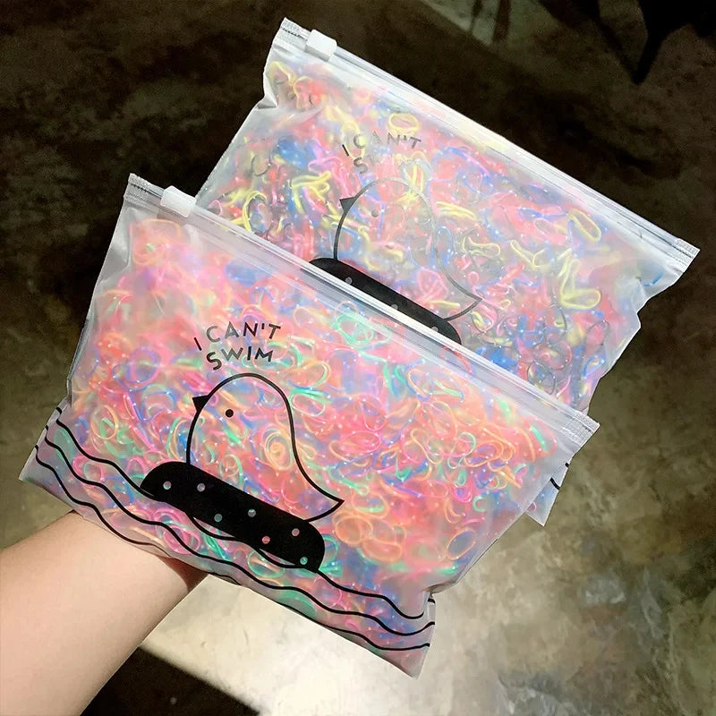 Kids Elastic Hair Accessories, 500Pcs Colorful Disposable Ponytail Rubber Bands for Girls