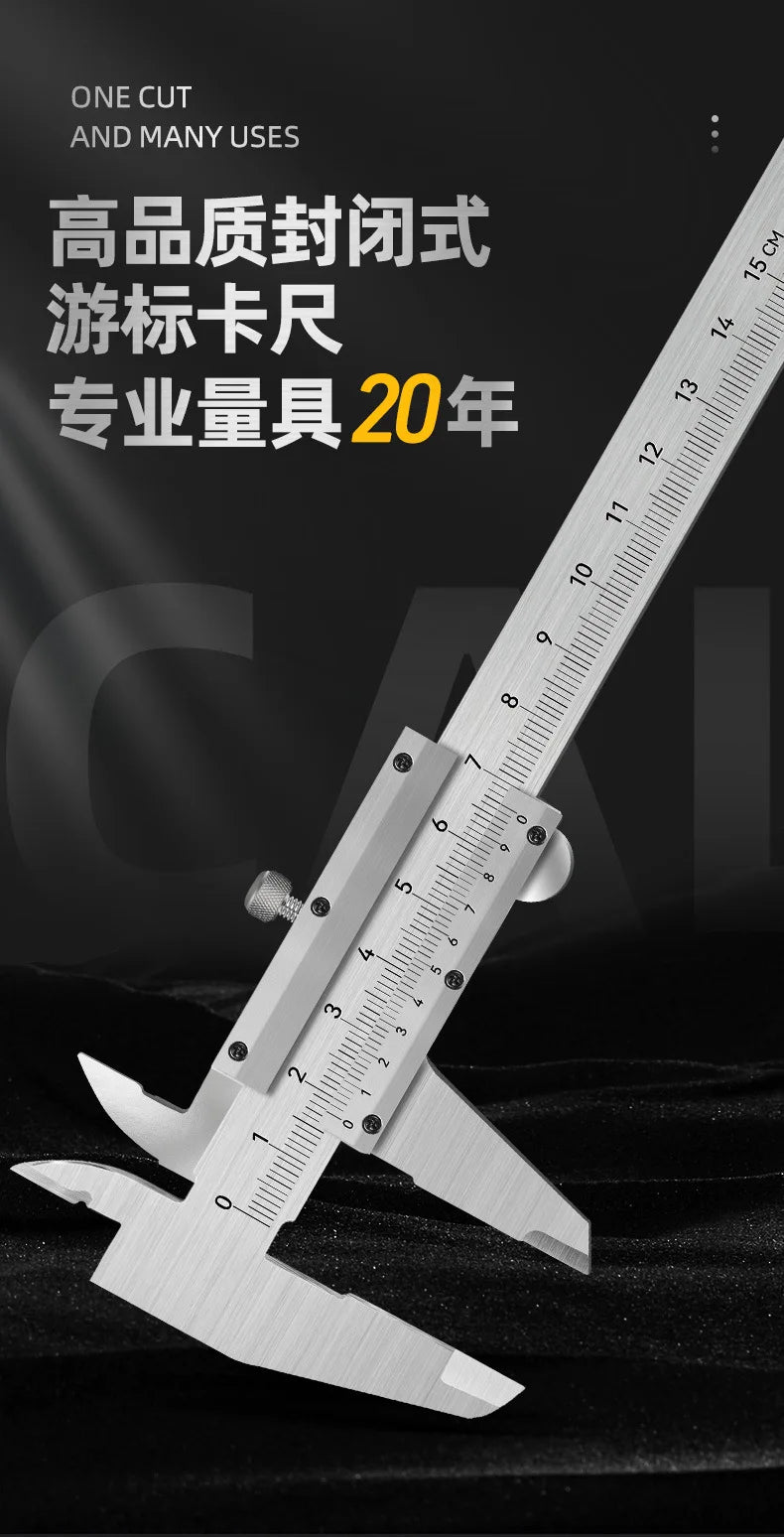Stainless Steel Vernier Caliper Measuring Tool Sliding Gauge Inside Outside Thickness Depth Step Micrometer Accuracy Gauge 150mm