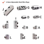 10-20pcs Steel Wire Rope Cable Clamp, Adjustable Metal Fixture Suitable for 1-4mm Stainless Steel Wire Rope