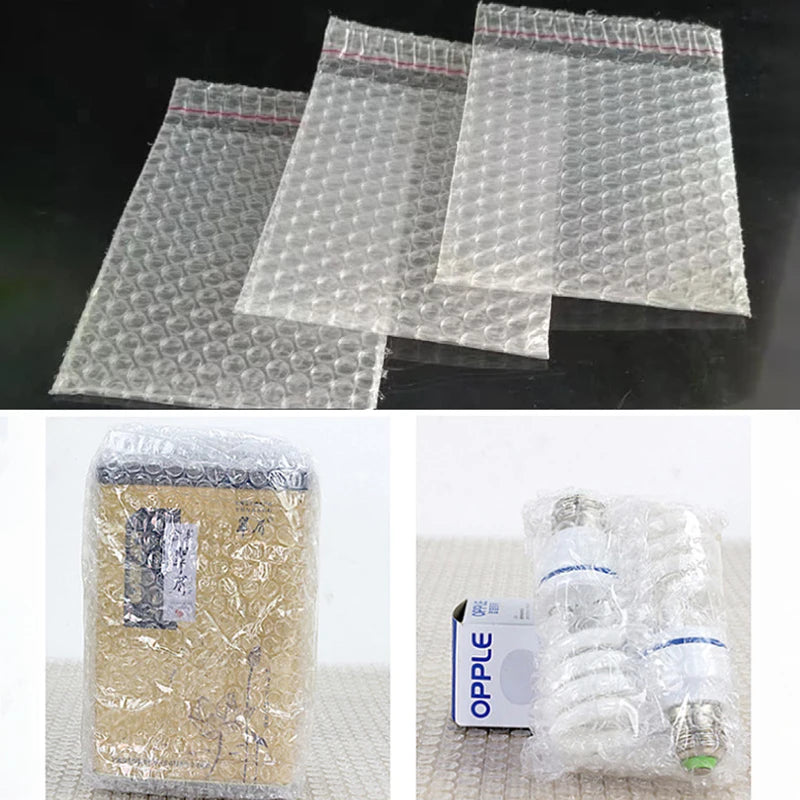 Self-Sealing Plastic Wrap Envelope Transparent Bubble Packing Bags PE Clear Shockproof Packaging Bag Double Film Bubble Bag