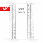 4pc, T-Square Ruler, Transparent And Orange, Clear Dual-Sided Measurement Tool For Drafting And General Layout Work