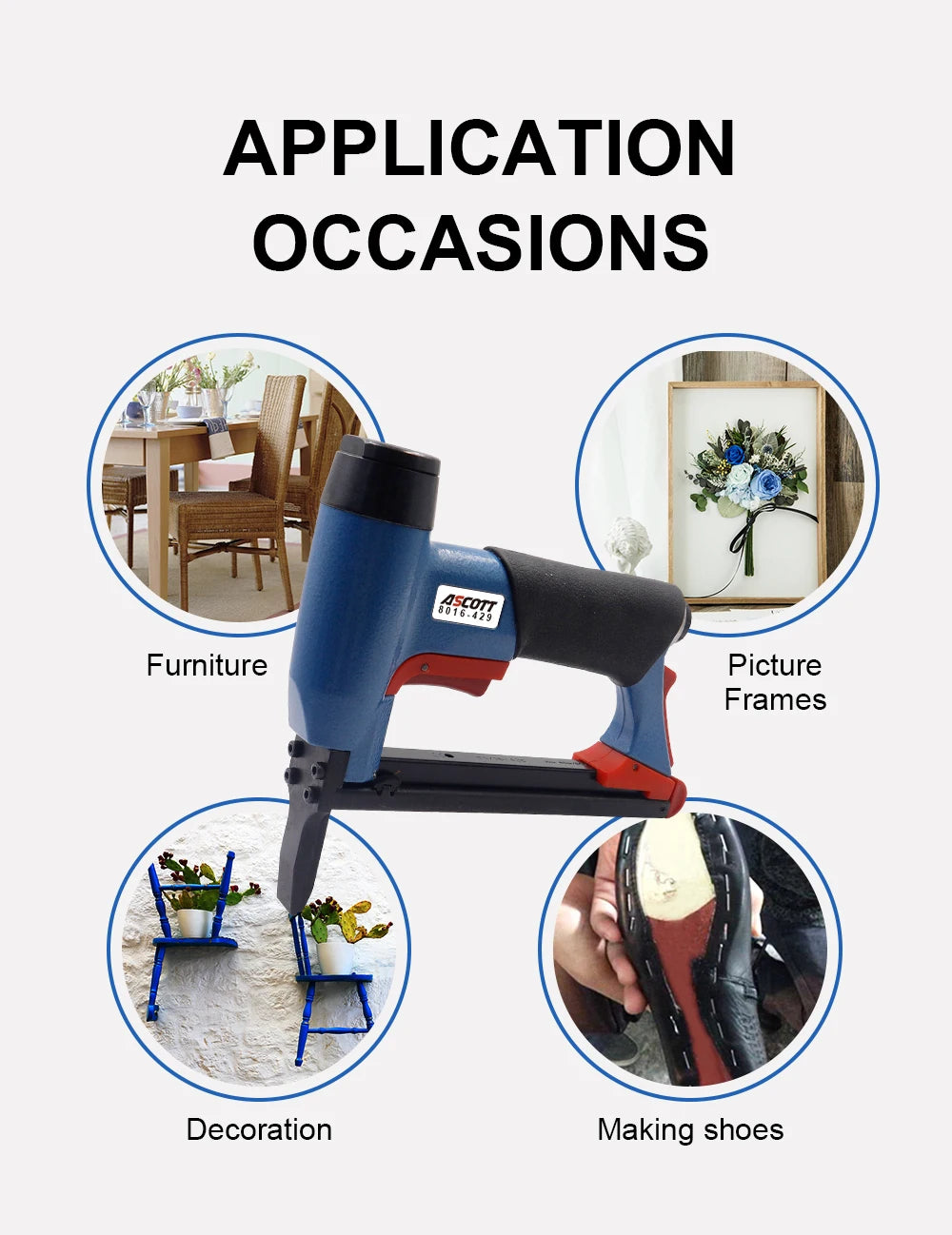 21Ga Air Upholstery Stapler Gun 8016-429 Pneumatic Nailer Long Nose 12.8mm Width Fine Wire Nail Gun Woodworking Tools