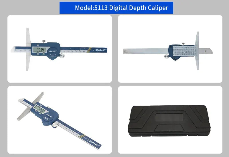 SHAHE Depth Vernier Caliper Micrometer 150/200/300 Mm Digital Vernier Caliper Stainless Steel Electric Digital Depth Gauge