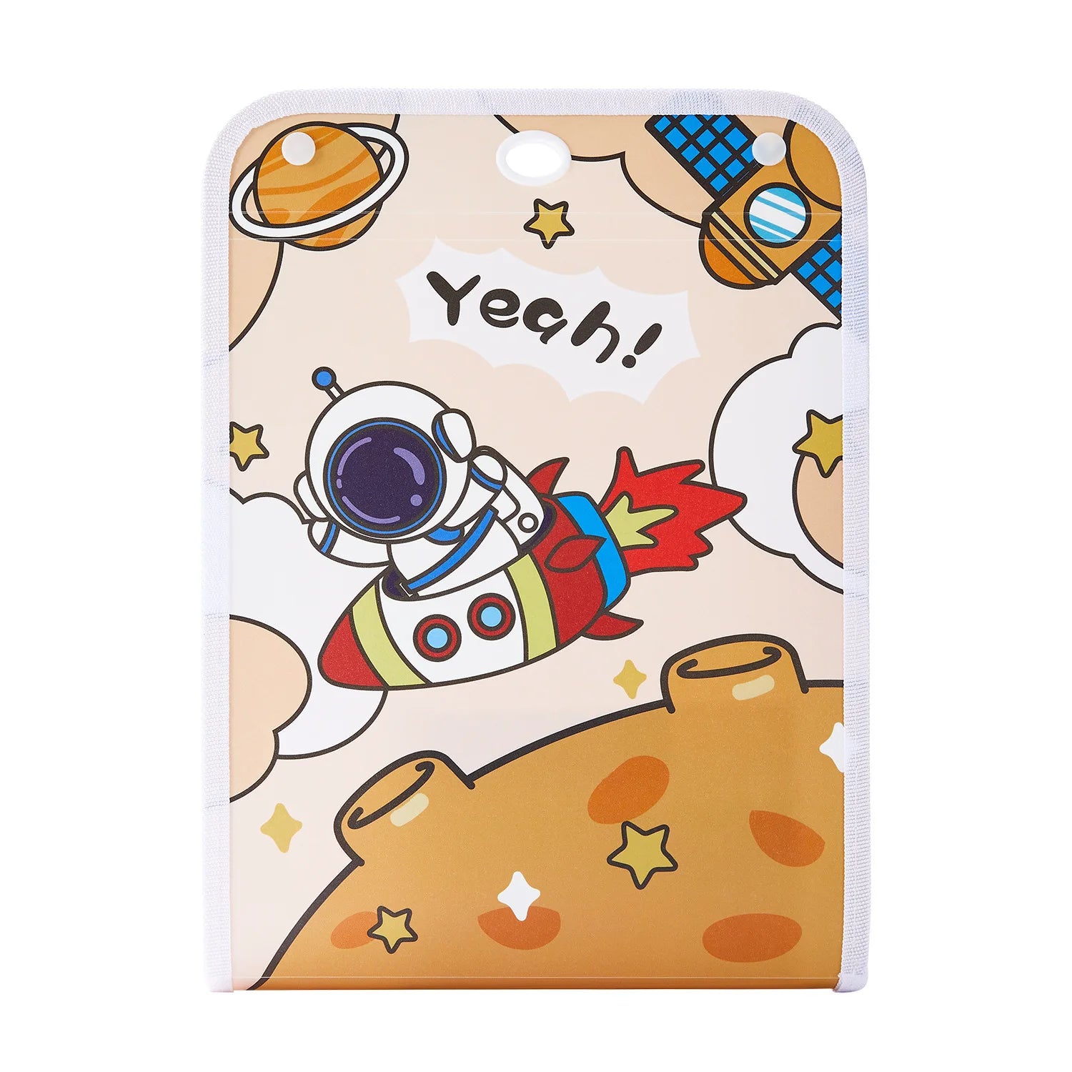 Cartoon Vertical File Bag A4 Hanging 13 Grid Children's Fun Astronaut Test Paper Material Storage Organ Bag Desk Organizer