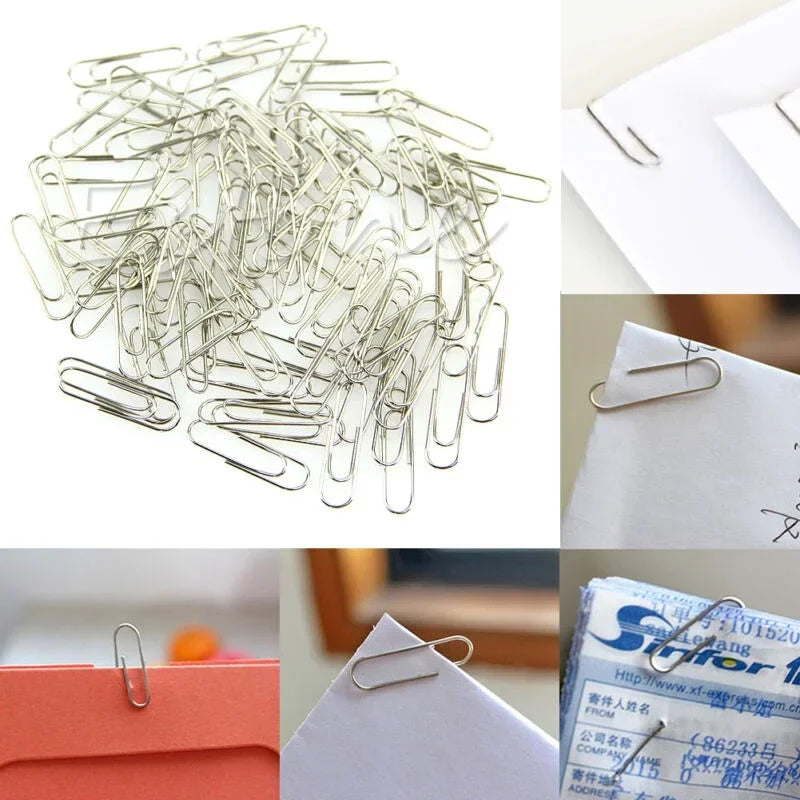 500/300/100PCS Metal Silver Paper Clips for Paperwork Stainless Steel Bookmark Paperclips Organizers Office School Supplies