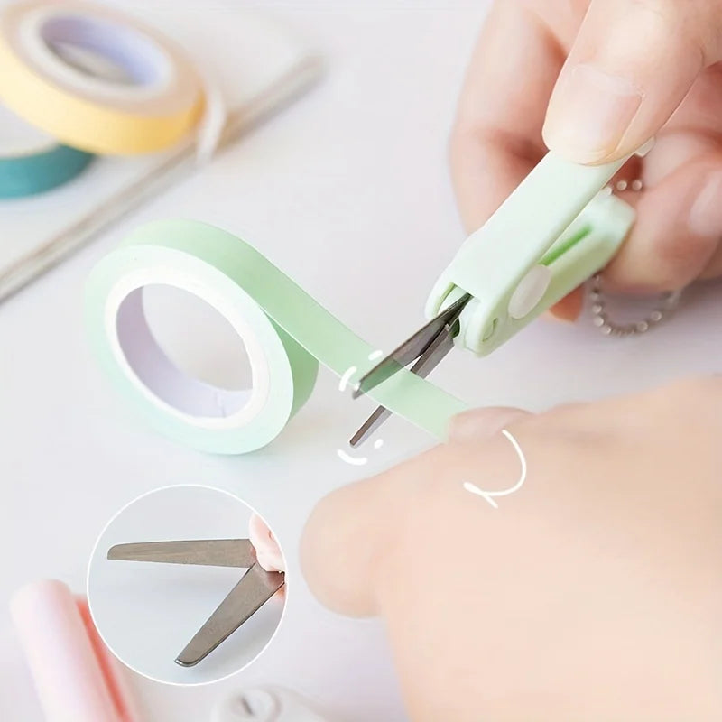 1pc Mini Portable Folding Scissors Creative In Pastel Colors Stainless Steel Paper Cutting Art Projects Office School Supplies
