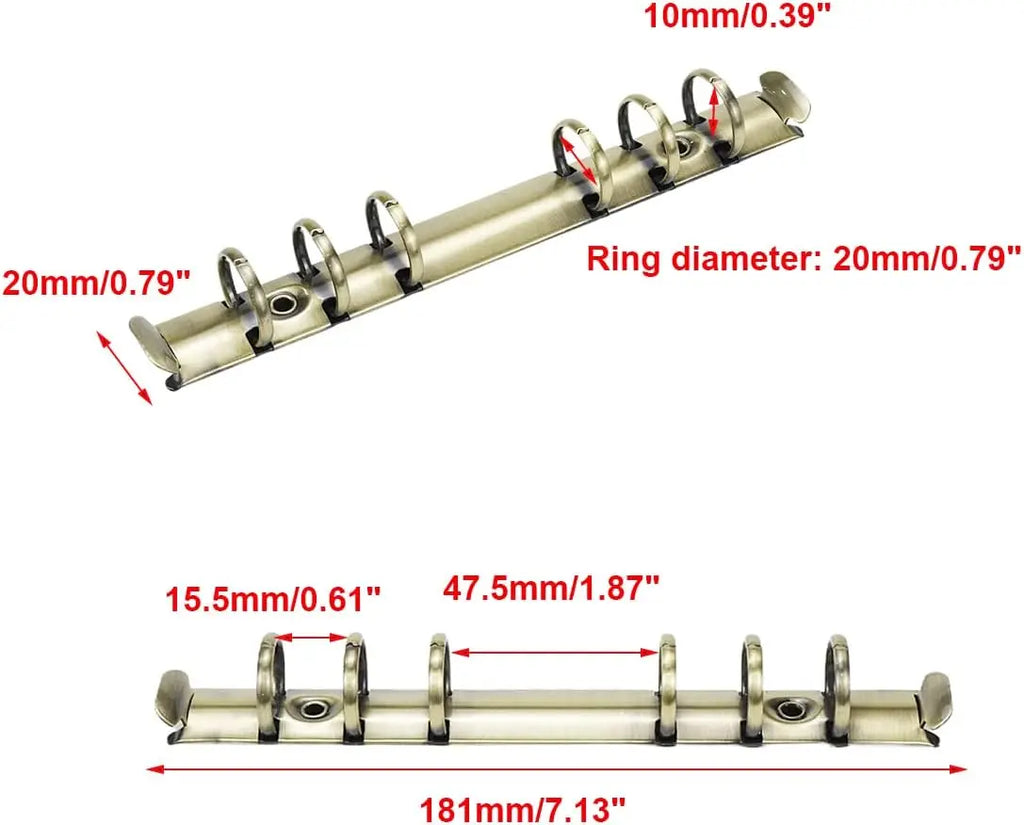 10 Pieces DIY journal notebook mechanical, 6 ring mechanism, A4 B5 A5 A6 A7 binder clip gold silver bronze black