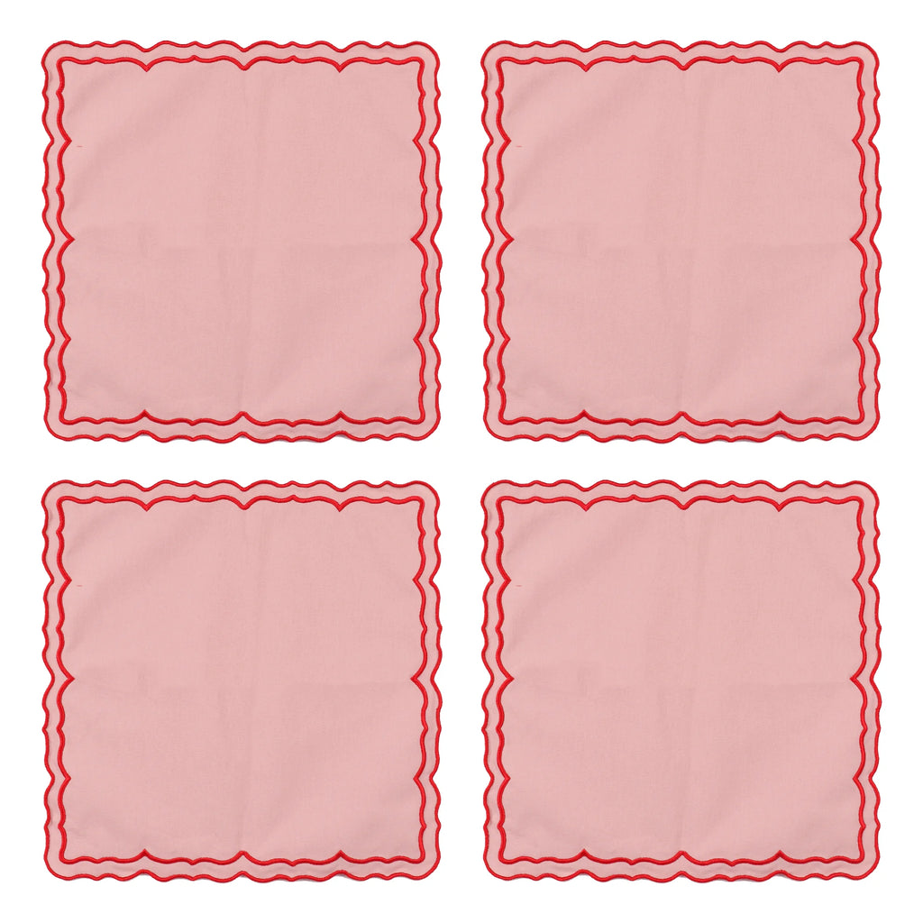 4PCS Cotton Napkins With Wavy Edge Embroidery Suitable for Dinner Wedding Hotel Christmas