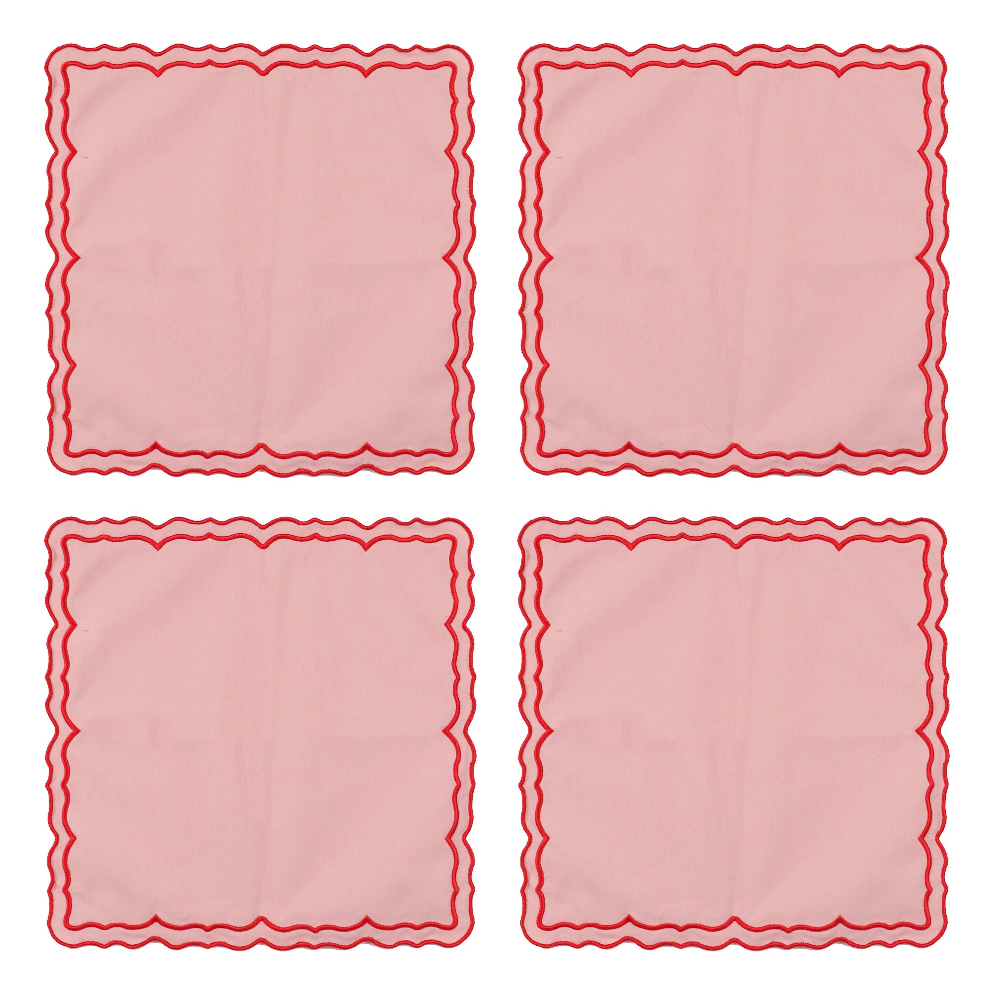 Lotus Shaped Embroidered Edge Napkins 4pcs/set Thickened Pure Cotton Breathable Placemats for Weddings Christmas Daily Party
