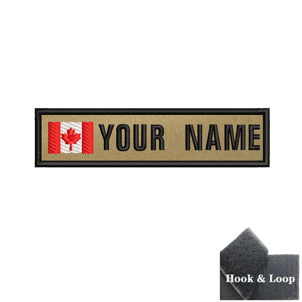 1PC 10cmX2.5cm Custom Name Flag Patch Badge Khaki Iron On Or Hook Loop Netherlands Russia Lithuania France Italy Spain Israel
