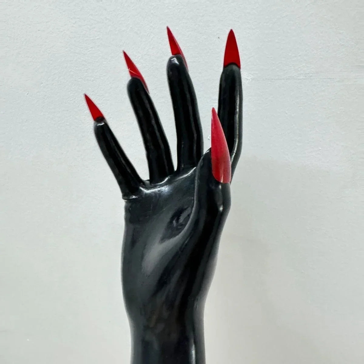 Latex nail art short gloves black Halloween cosplay gloves