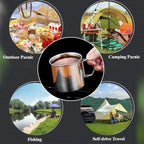 250/350/500/700ml Stainless Steel Camping Cup Portable Outdoor Water Cup Mug With Foldable Handle Kitchen Drinkware
