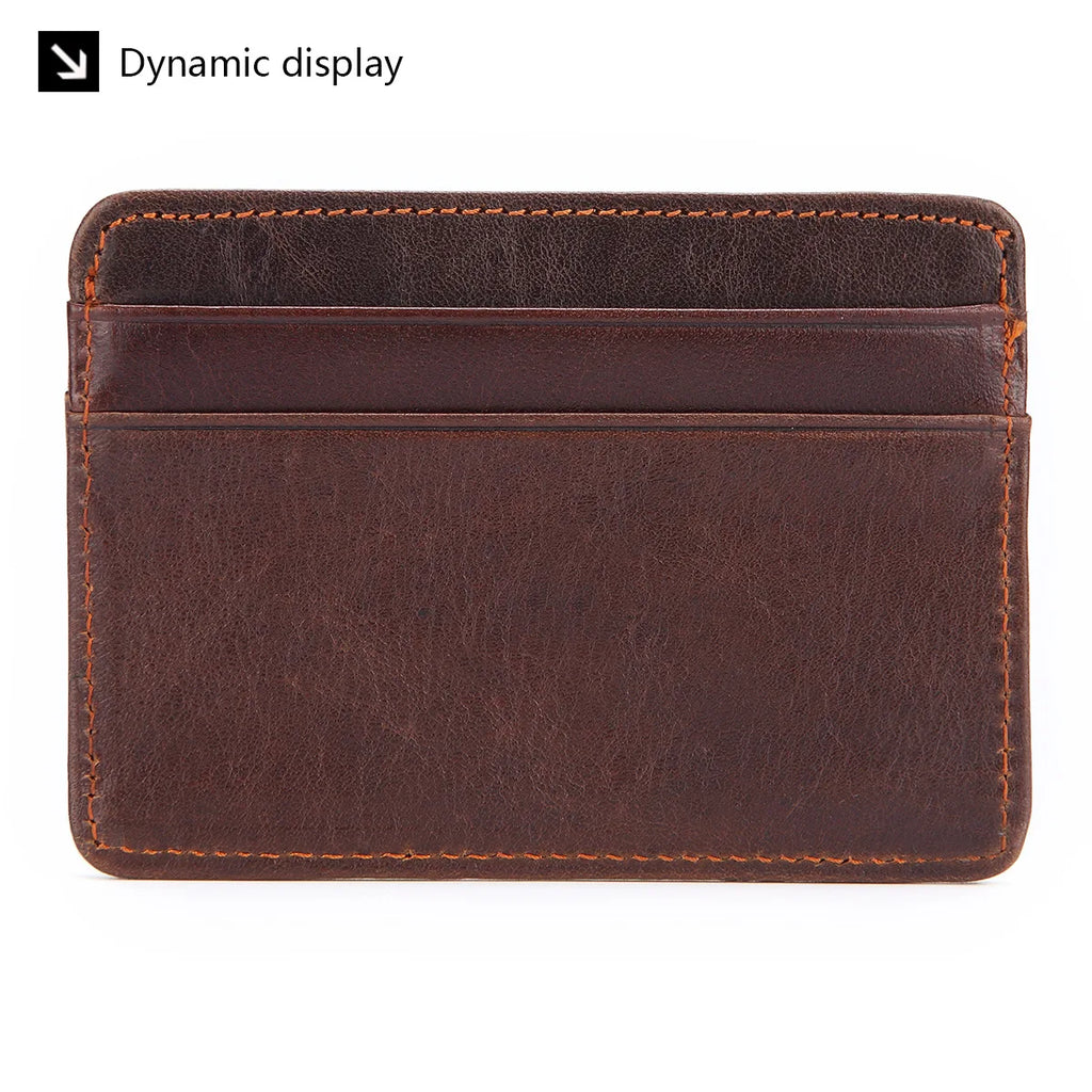 New Genuine Leather Card Holder Oil Wax Leather Multi-Card Small Retro Cowhide Coin Purse Men/Women Luxury Card Holder