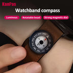 KanPas Mini Buttoncompass with Turnable Bezel/Watchband Compass /Powerful Luminous Compass/Silicone Base A-18-LH