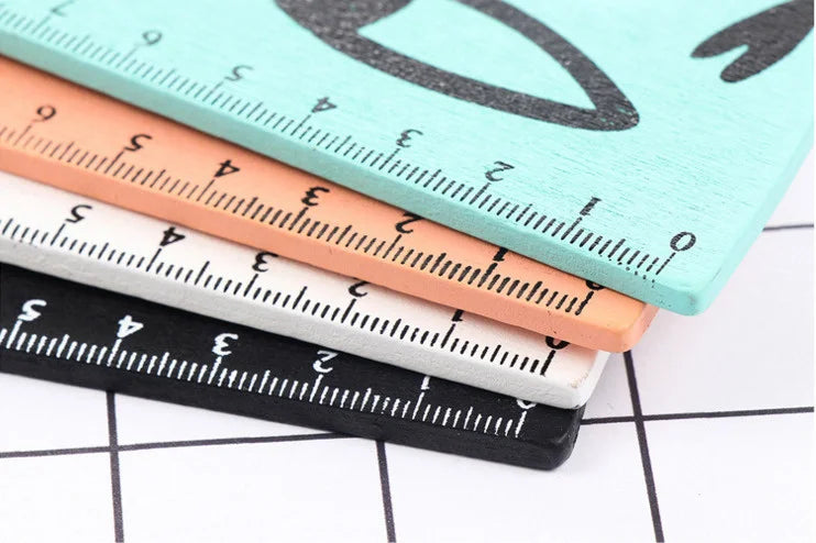 1 Pcs Lytwtw's Cute Kawaii Black Cat Kitten Straight Ruler Wooden Tools Cartoon Sewing Drawing Office School Stationery supplies
