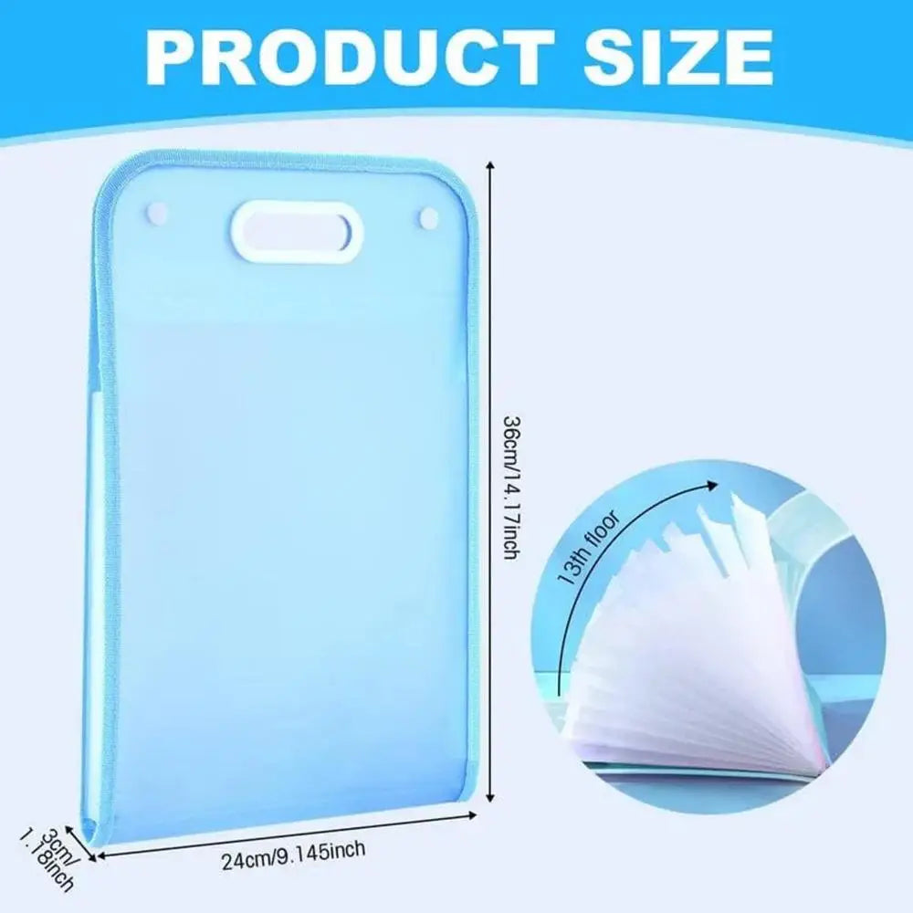 A4 Accordion File Folder Translucent 13 Pockets Expanding Letter Labels School Home Office Document Receipt Filing Organizer
