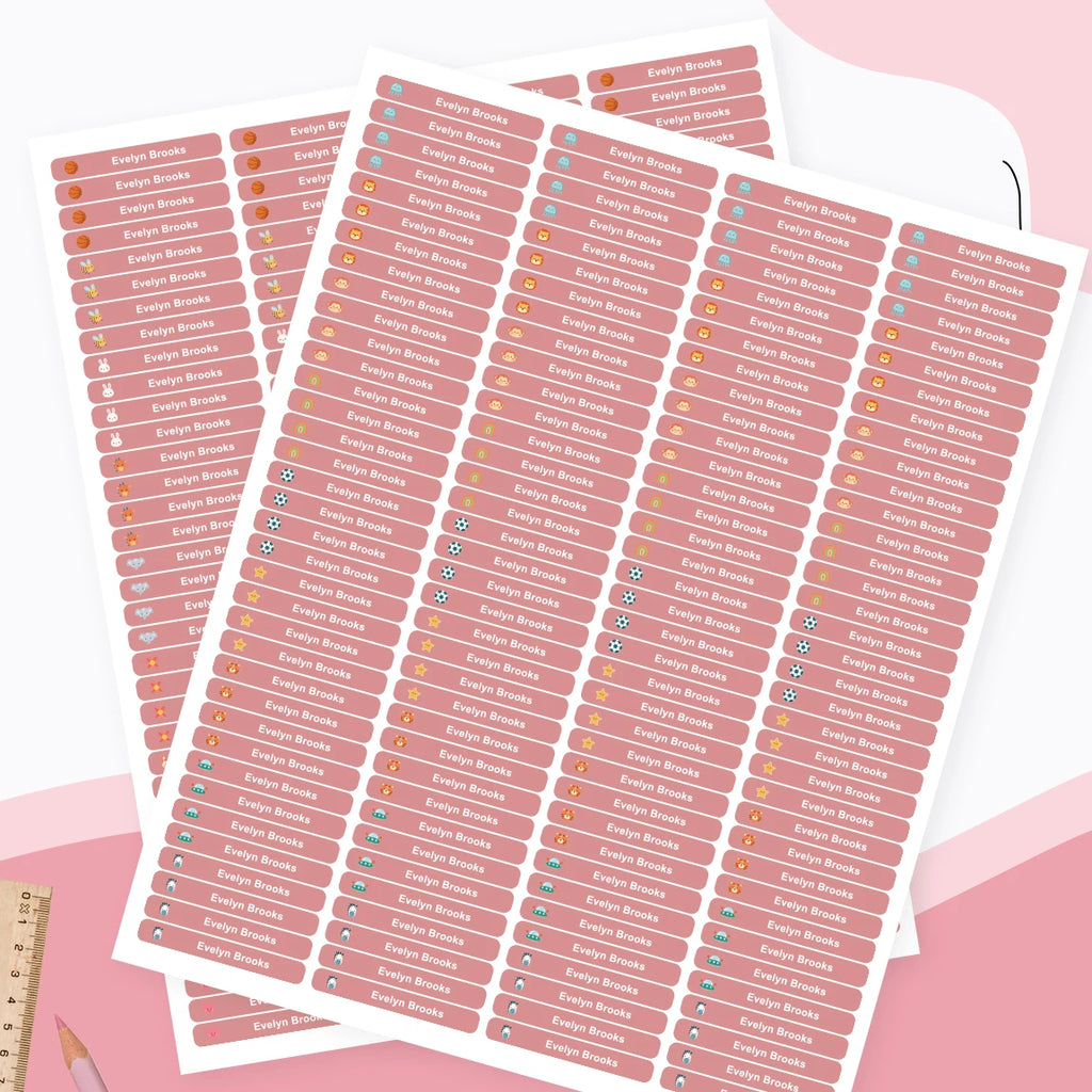 280PCS Personalized Name Stickers Long Strip Pencil Labels Custom Waterproof Self Adhesive Name Labels for Bottles Notebooks