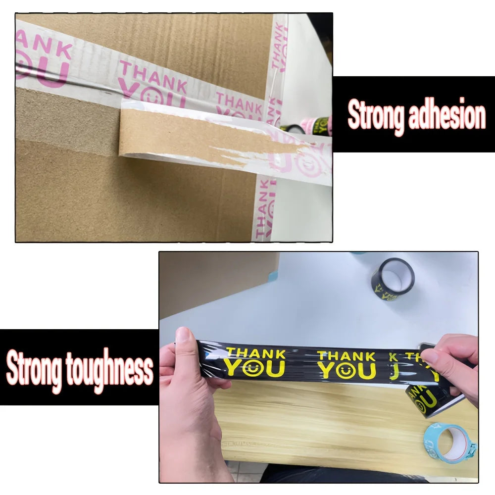 Colorful Smiley Face Thanks Printing Decorative Packaging Tape Express Sealing Gift Packaging Shipping and Packaging
