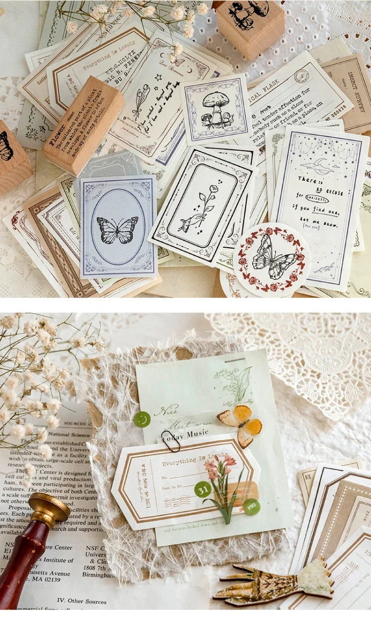 Journamm 100pcs/pack Creative Memo Pads Set DIY Scrapbooking School Supplies Collage Stationery Junk Journal Vintage Notes Paper