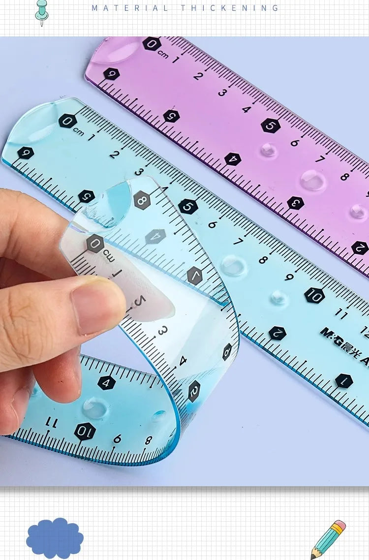 M&G 15/20/30 cm Transparent Soft Ruler for Primary School Students Folding Straight Ruler