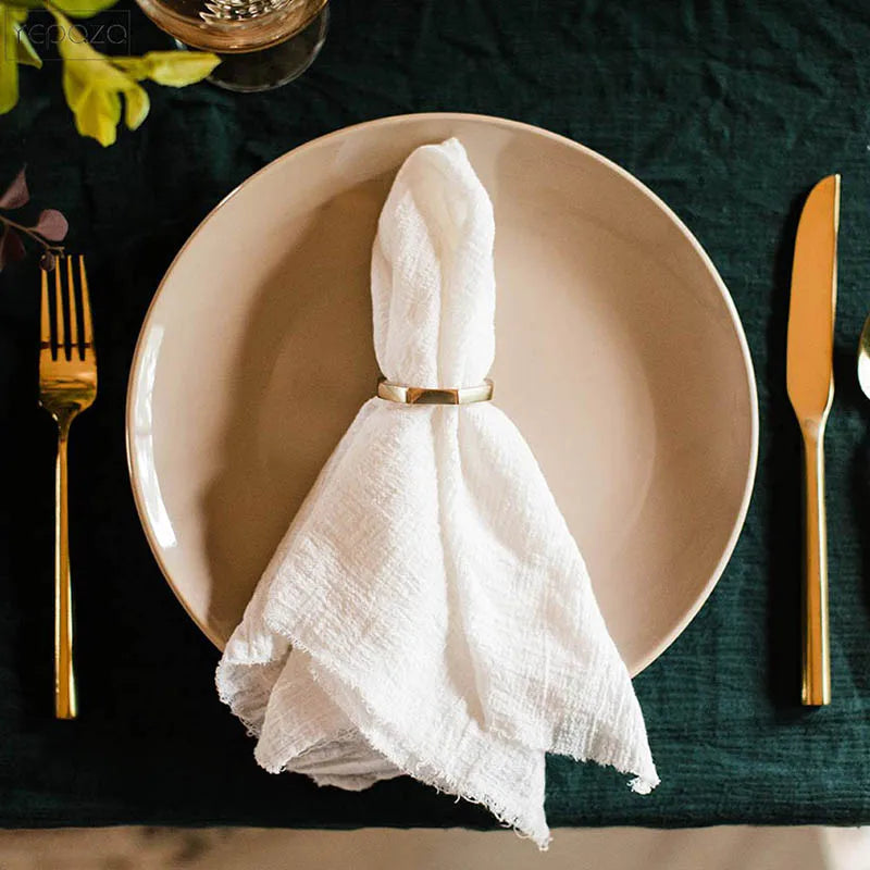 6PCS 43x43cm Dinner Table Rustic Decor Muslin Tea Towels, Birthday Decore Retro Cotton Cheesecloth, Cotton Gauze Wedding Napkins