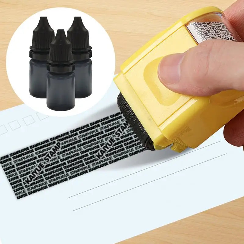 3PCS Black Ink Refills Parcel Privacy Information Eliminators Anti-theft ID Security Stamp Messy Code Confidential Seal Supplies