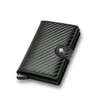 Carbon Fiber Credit Card Holder Wallet Men Rfid Smart Metal Thin Slim Pop Up Minimalist Wallet Small Black Purse Metal Vallet