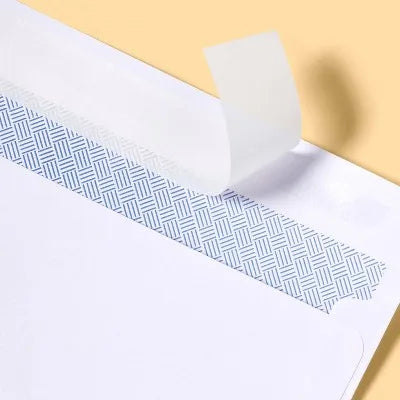 45ct 4"x9.5" Press and Seal Security Envelopes White - : Self-Seal Mailing, Business, Letter, Size 10