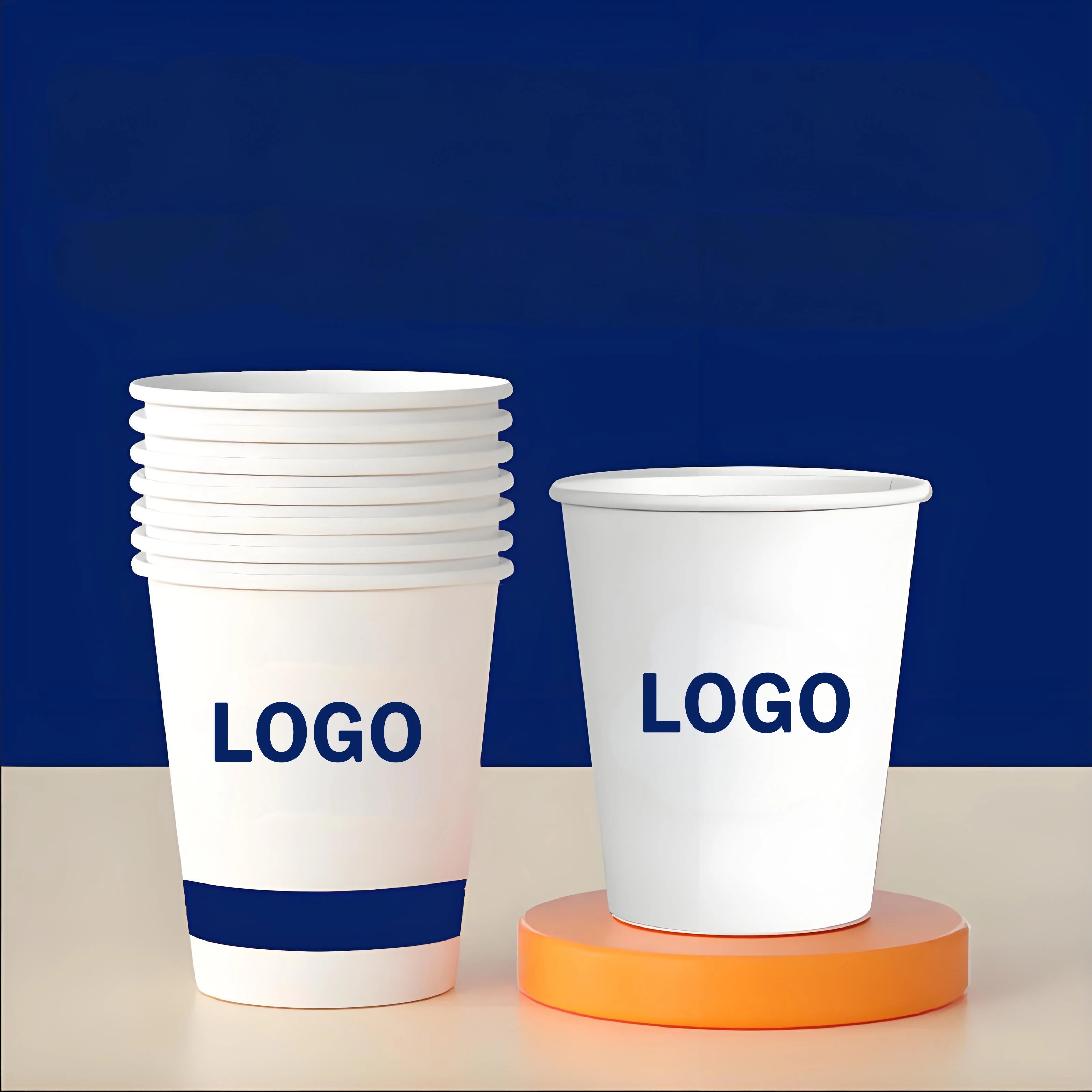 100pcs 250ml disposable paper cup with customizable logo personalized coffee paper cup for event and party, Company Hospitality