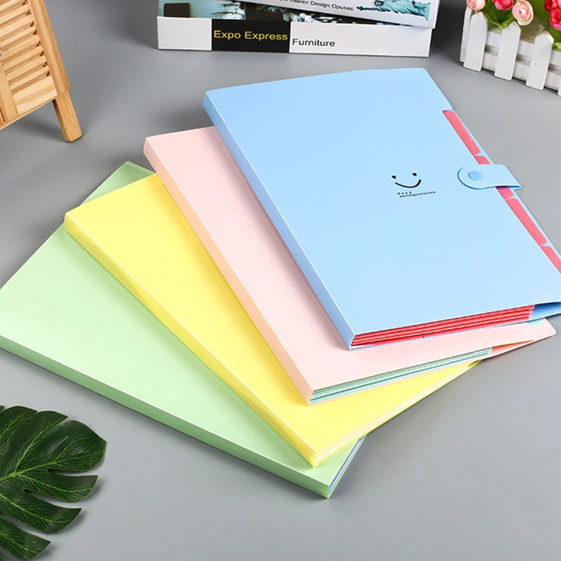 A4 Organ Folder 5 Layers Macaron Colors File Manager Storage Simple Folder for Student School and Office Stationery Supplies