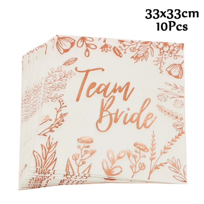 1Bag Team Bride Disposable Tableware Paper Plates Cup Wedding Bridal Shower Hen Night Bachelorette Engagement Party Decoration