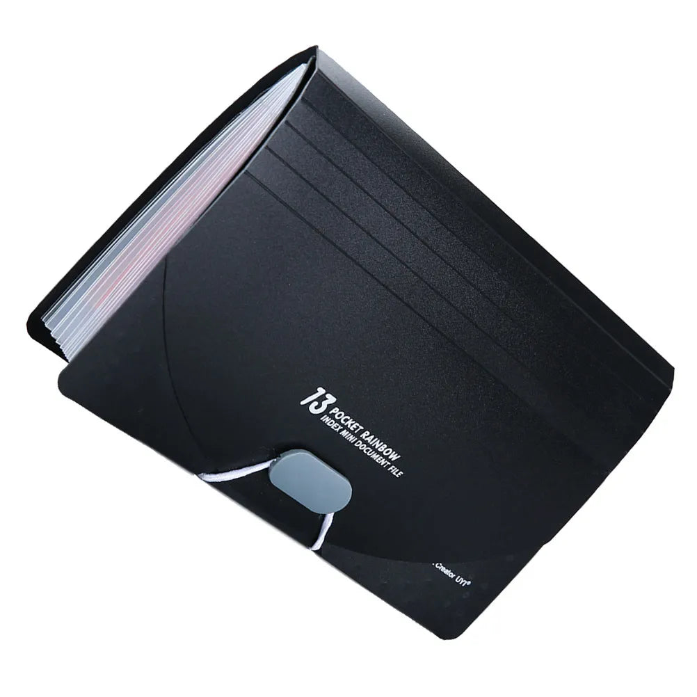 Portable Accordion File Organizer A6 Size 13 Compartments Mini Receipt Holder Three Side Seal Expandable Document Organizer