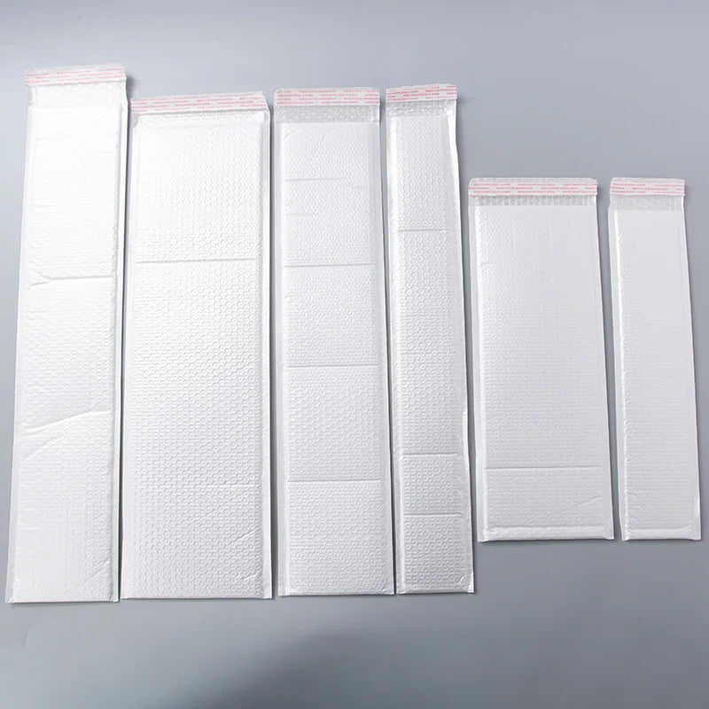10Pcs Long Strip Bubble Bag Composite Pearl Film Bubble Envelope White Plastic Packing Courier Bags Waterproof Padded Envelopes