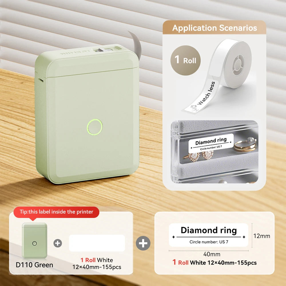 Niimbot D110 Mini Handheld Thermal Label Maker Wireless Sticker Machine Inkless Pocket with Label Sticker for Home Office