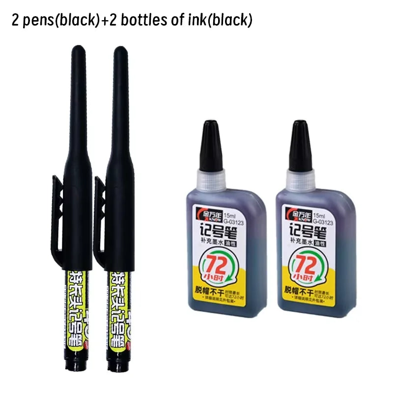 Lot 45mm Waterproof Long Head Nib Deep Hole Markers Pen Tile Carpenter Pen Multi-purpose for Woodworking Black/Blue/Red Ink