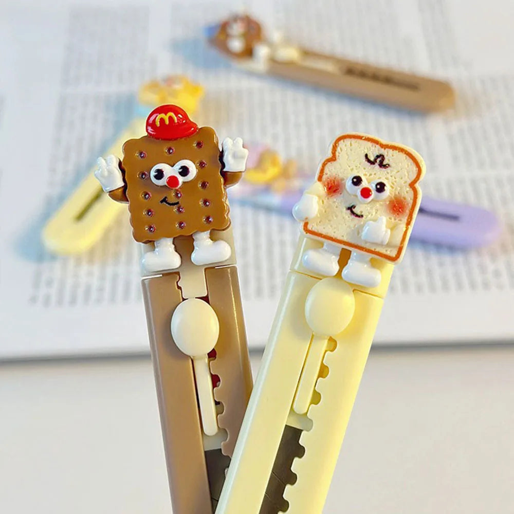 1 Pcs Cute Cartoon Alloy Mini Portalble Utility Knife Cutter Letter Envelope Opener Mail Knife School Office Supplies