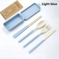 4Pcs Portable Tableware Set Wheat Straw Dinnerware Detachable Cutlery Travel Tableware Picnic Dinnerware Set Camping Cutlery Set