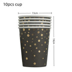 Black Gold Birthday Party Decorations Tableware Paper Plates Cups Napkin Tablecloth for Adult Kids Happy Birthday Party Supplies