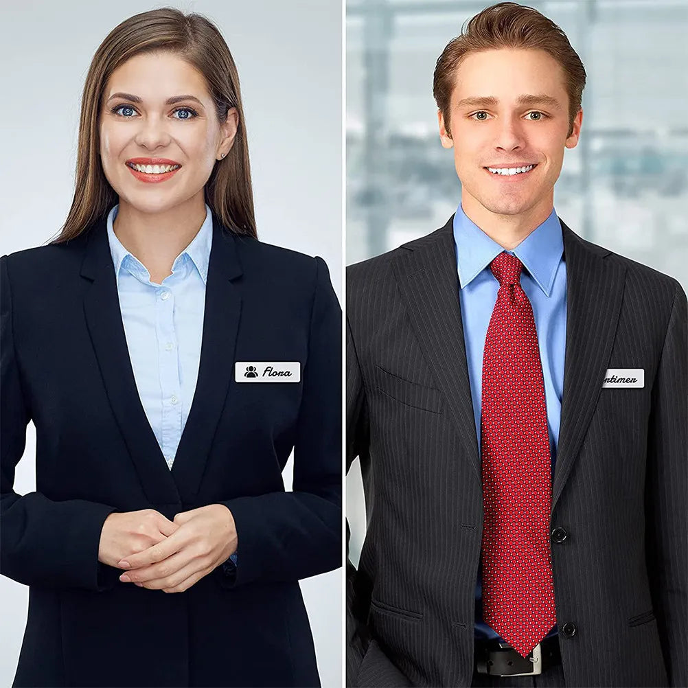 16Pcs Blank Name Badges with Pin Premium Density Board DIY Name Tag Pin for Students Workers Teachers Cafes Hotels Airlines