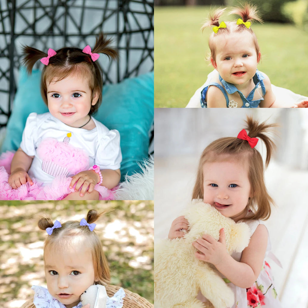 40/60/80 Baby Girls Hair Ties 2 Inches Hair Bows Rubber Band Ribbon Hair Bands Ropes for Infant Children Gift 40 Colors in Pairs