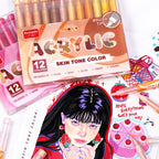 GuangNa 12-72 Colors Soft Brush Acrylic Marker Pen Set,Skin Tone, Macaron color,DIY Hand Drawn,Paint Art Markers pens,GN.8201F/M