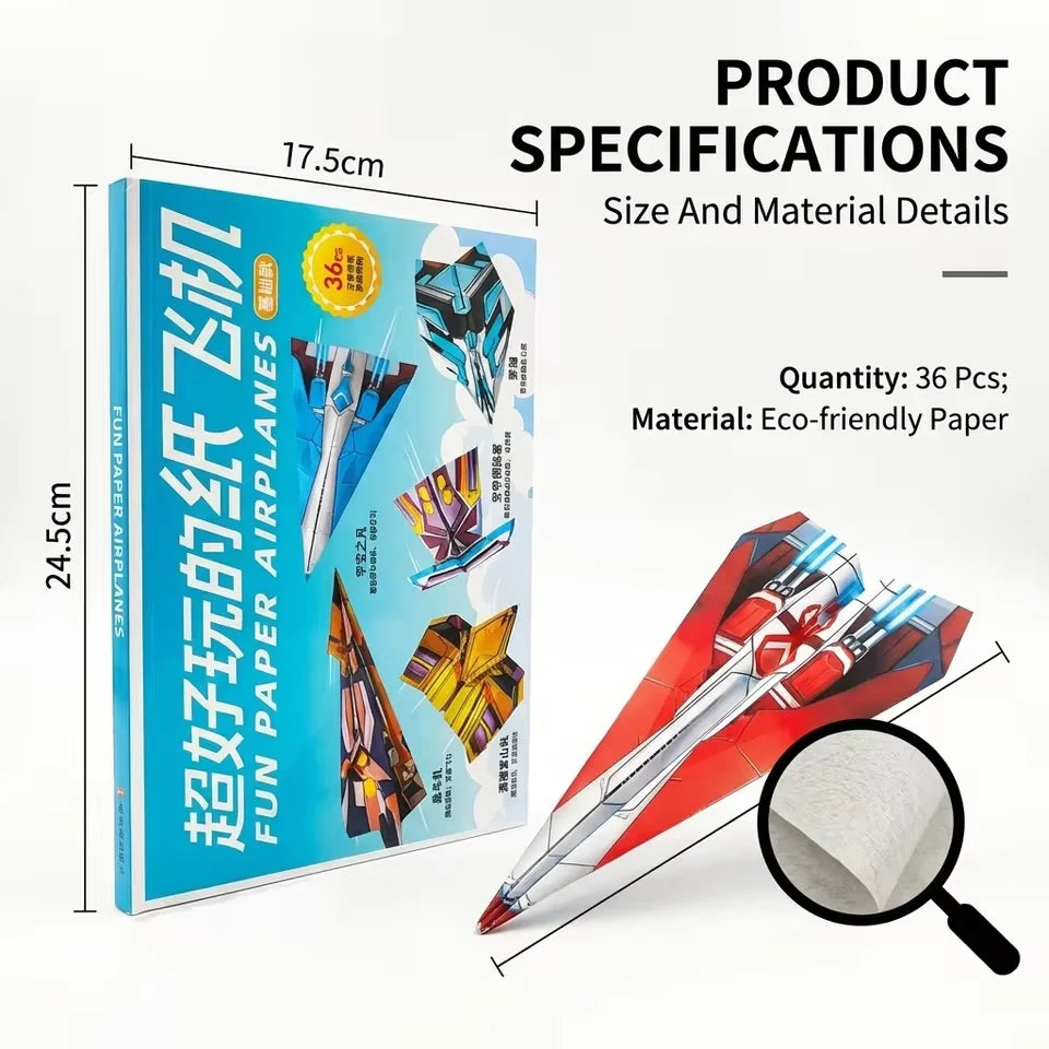 12 Models 36 Colored Papers Paper Airplane Origami Kit 3D maqueta Three Dimensional DIY Puzzle Thinking Training for Teens Gift