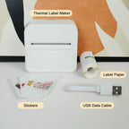 Inkless Thermal Label Printer Portable Bluetooth Pocket Label Maker Home Study with 1roll Stickable Label Paper PC Android IOS